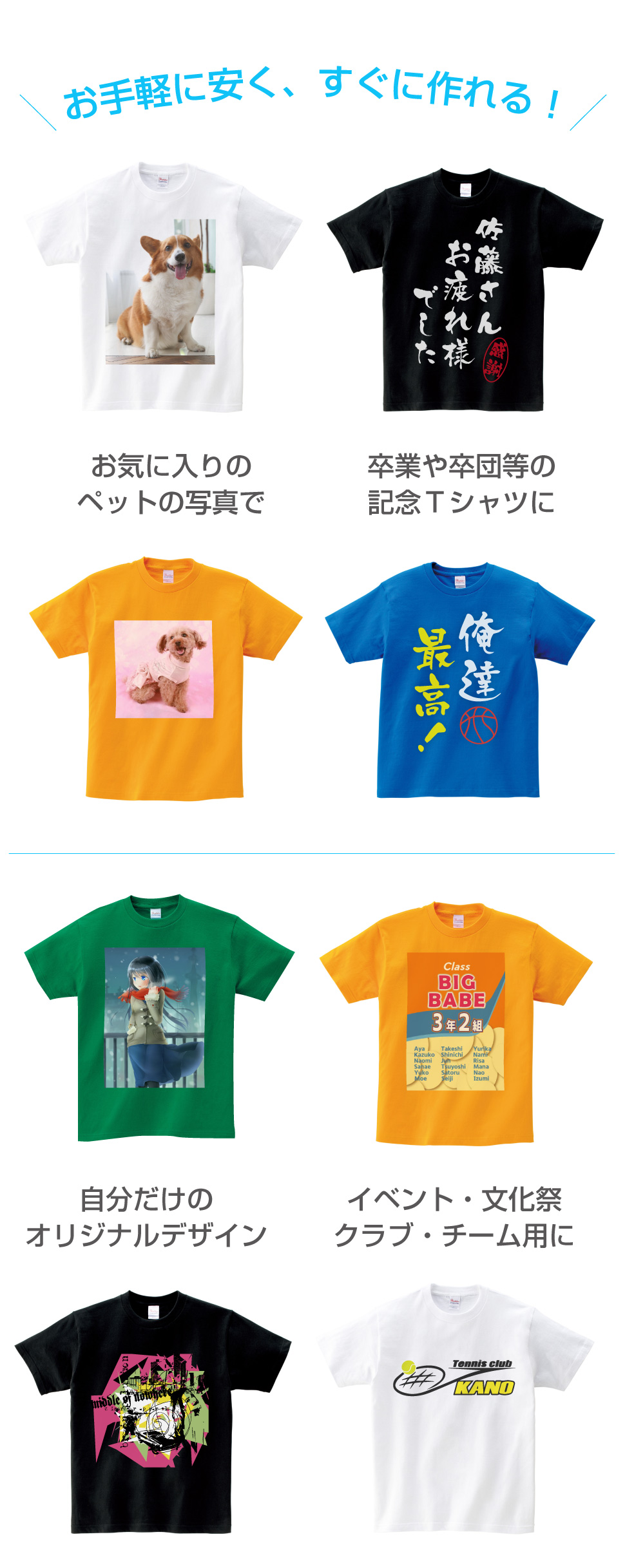 簡単 お得なオリｔ作成 シンプルプラン オリジナルtシャツ作成 全面プリントならcitto にお任せ